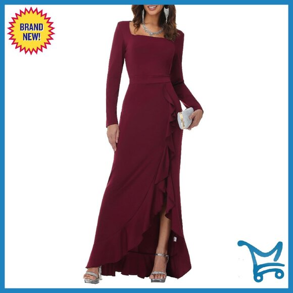 Long Sleeve Maxi Dress Bodycon Mermaid Cocktail Wedding Guest Formal